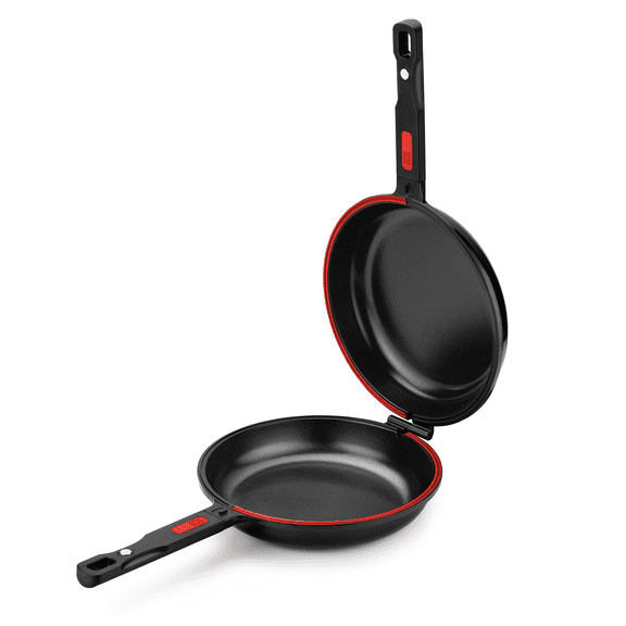 BRA COOKWARE Premiere Dual Skillet | 10.2 inches Double Frying Pan for Frittatas & Spanish Omelets | Cast Aluminum Flip Skillet
