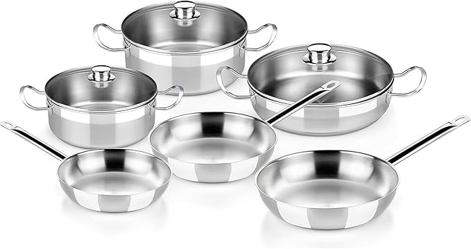 BRA COOKWARE Profesional 9-Piece Stainless Steel Cookware Set ...