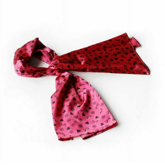 BRA-SCA01067-L Blando Deep Pink Lovely BOW & Heart & Blosom Design Romantic Comfy Silk Scarf/Wrap/ShawlLarge