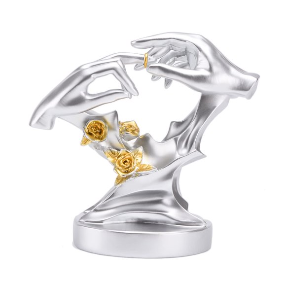 BRABUD Resin Lovers Hands Statue Wear Ring Figurine Wedding Anniversary Valentine's Day Birthday Gift Proposal Marriage Decoration Home Ornament TQGJBS323 Y101