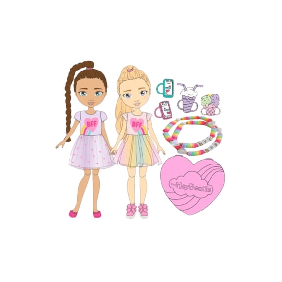 Hey Bestie Ruby & Violet 5.5-inch Fashion dolls  & Friendship Bracelets,  Kids Ages 3 & Up