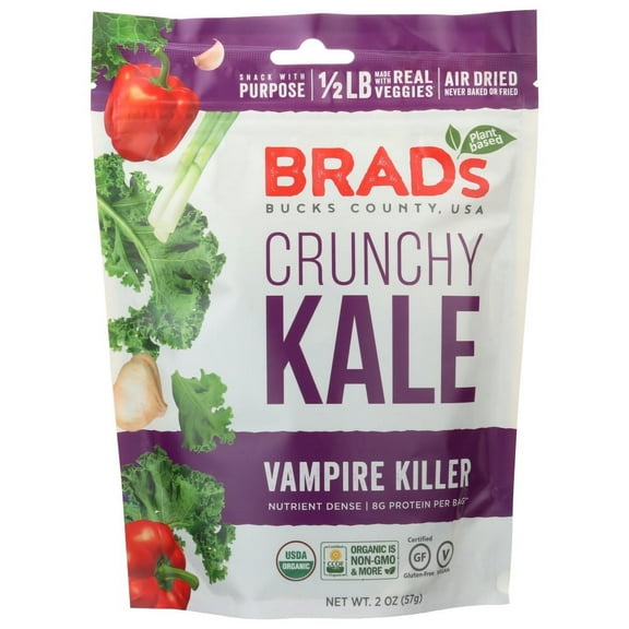 BRAD'S PLANT-BASED FOODS, CRUNCHY KALE, VAMPIRE KILLER, 2 OZ. PLASTIC