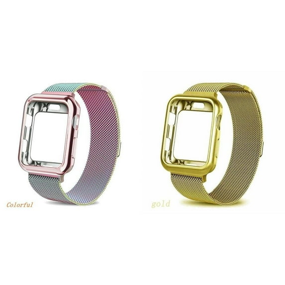 BRADCET 1/2Pack Magnetic Metal Band and Case for Apple Watch Bands 38mm 42mm 40mm 44mm Soft TPU Bumper Cover Protector with Stainless Steel Mesh Strap Milanese Loop for iWatch Series SE 6 5 4 3 2 1