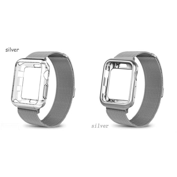 BRADCET 1/2Pack Magnetic Metal Band and Case for Apple Watch Bands 38mm 42mm 40mm 44mm Soft TPU Bumper Cover Protector with Stainless Steel Mesh Strap Milanese Loop for iWatch Series SE 6 5 4 3 2 1