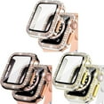 thumbnail image 1 of BRADCET 1/3Pack Bling Hard Cover for Apple watch Case 44mm 38mm 40mm 45mm 41mm 42mm Diamond Tempered Glass Screen Protector Protective Cover Bumper for iWatch Series 8 7 SE 6 5 4 3 2 1 Accessories, 1 of 1