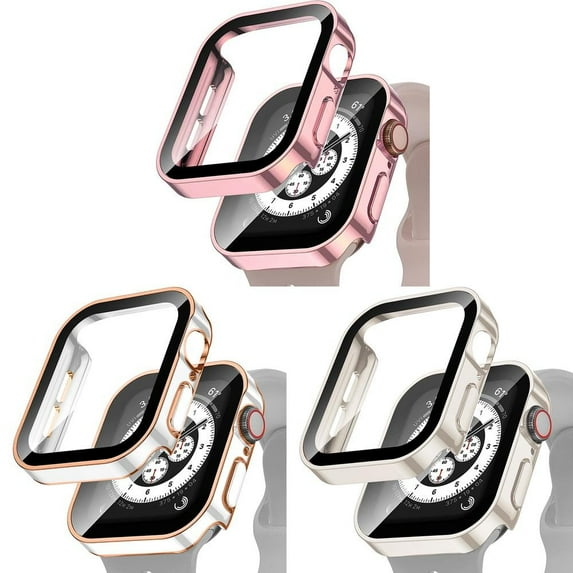 BRADCET 1/3Pack Hard PC Tempered Glass Watch Case anc Cover for Apple Watch 40mm 44mm 38mm 45mm 41mm 42mm Women Men, Accessories Shockproof Bumper Case Face Cover for iWatch Apple Series 8 7 SE 6 5 4
