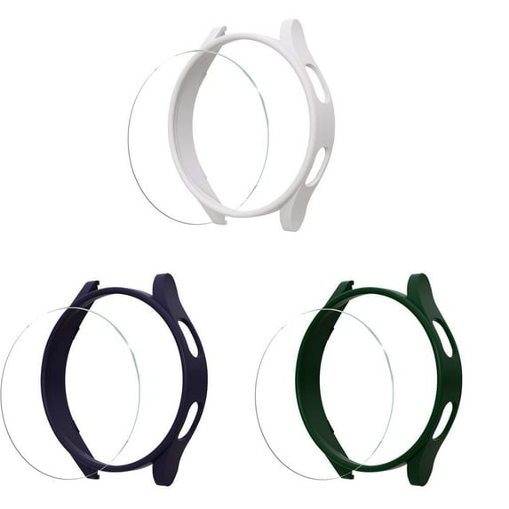 BRADCET 1/3Pack Screen Protector Hard Case for Samsung Galaxy Watch 4 40mm 44mm, Anti-Fog Tempered Glass Protective Film PC Bumper Face Watch Cover Set for Watch 4 for Women Men