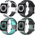 thumbnail image 1 of BRADCET 1/4Pack Nike Silicone Sport Band Compatible with Apple Watch Bnads 44mm 45mm 38mm 40mm 49mm 42mm 41mm Elastic Adjustable Breathable Bands Strap for iWatch Series Ultra 9 8 7 SE 6 5 4 3 2 1, 1 of 14