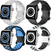 BRADCET 1/4Pack Nike Silicone Sport Band Compatible with Apple Watch Bnads 44mm 45mm 38mm 40mm 49mm 42mm 41mm Elastic Adjustable Breathable Bands Strap for iWatch Series Ultra 9 8 7 SE 6 5 4 3 2 1