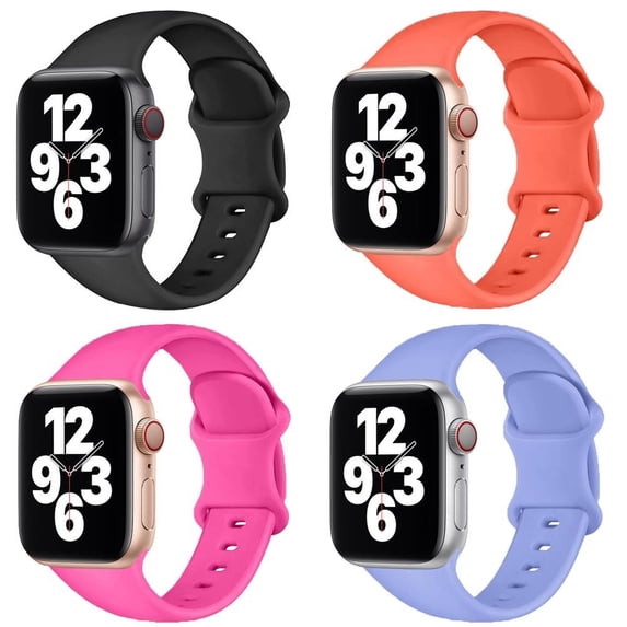 BRADCET 1/4Pack Silicoen Sport Band for Apple Watch Bands 44mm 45mm 41mm 40mm 38mm 49mm 42mm Women Men, Adjustable Elastic Bands Wristbands Strap for iWatch Series Ultra 8 7 SE 6 5 4 3 2 1 Nike
