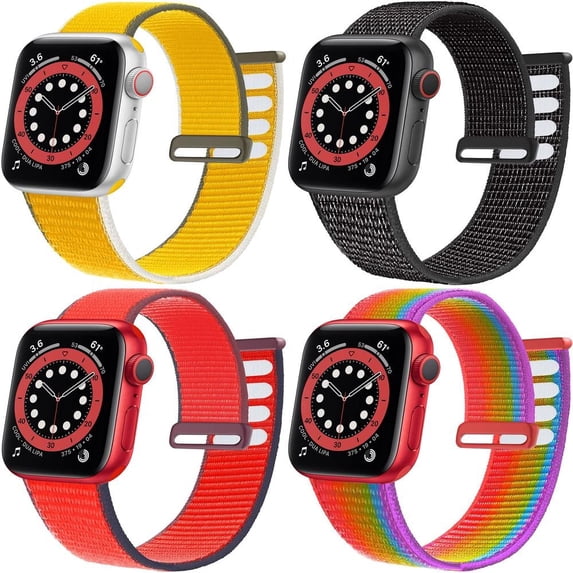 BRADCET 1/4Pack Sport Loop for Apple Watch Bands 45mm 44mm 40mm 38mm 42mm 40mm 49mm 41mm Adjustable Velcro Strap Braided Light Thin Nylon Bands Wristbands for iWatch Ultra 8 7 SE 6 5 4 3 2 1 Nike