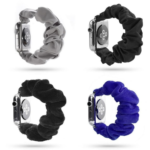 BRADCET 1/4Pack Women Scruncie Strap Compatible with Apple Watch Bands 40mm 41mm 42mm 38mm 44mm 45mm 49mm, Elastic Cute Printed Nylon Solo Loop Wristbands for iWatch Series Ultra 9 8 7 SE 6 5 4 3 2 1