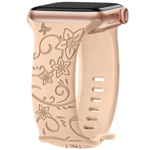 BRADCET Engraved Sunflower Bands Compatible with Apple Watch Bands 38mm 40mm 41mm 42mm 44mm 45mm 49mm iWatch Series 9 8 7 6 5 4 3 2 1 SE Ultra Ultra 2, Premium Soft Silicone Watch Band for men women