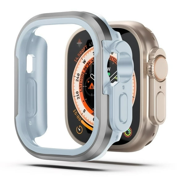BRADCET Metal Case for Apple Watch Ultra 49mm 45mm 41mm 44mm 40mm for Women Men, Accessories Shockproof Protector TPU Bumper Tempered Cover for iwatch Series Ultra 8 7 SE 6 5 4