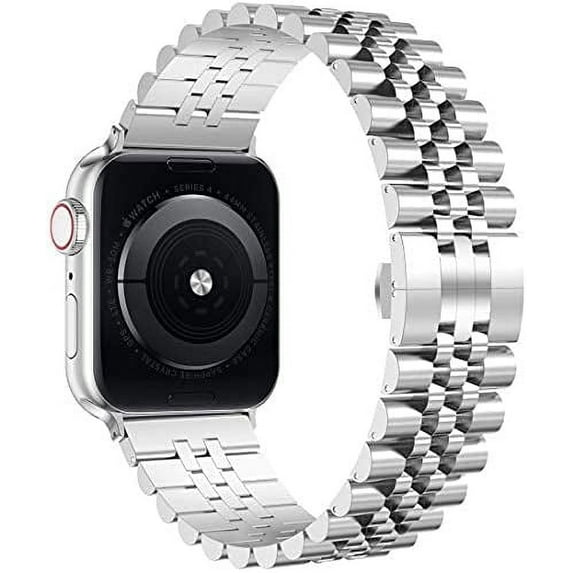 BRADCET Stainless Steel Metal Strap Compatible with Apple Watch Bands 44mm 45mm 42mm 41mm 40mm 49mm 38mm Adjustable Butterfly Folding Clasp Link Band Wristbands for iWatch Series Ultra 8 7 SE 6 5 4 3