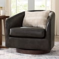 thumbnail image 1 of Better Homes & Gardens Bradford Wooden Base Swivel Accent Chair, Dark Espresso Faux Leather, 1 of 9