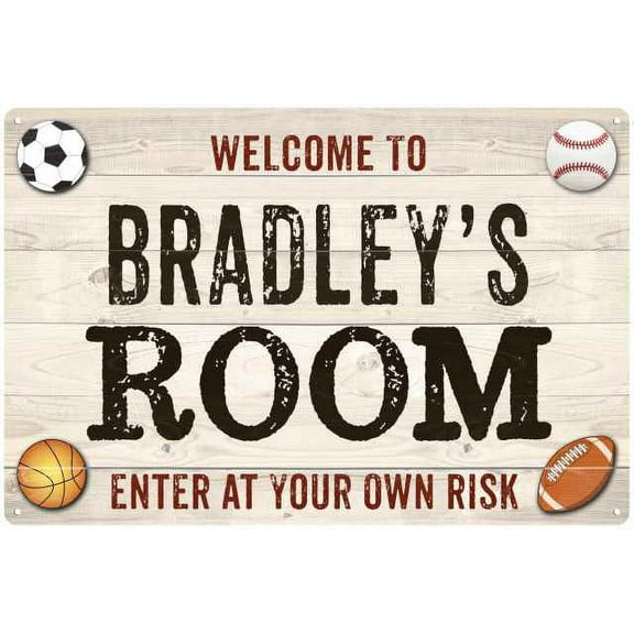 BRADLEY'S Room Kids Bedroom Sign Boy's Gift 8x12 Metal 108120090173