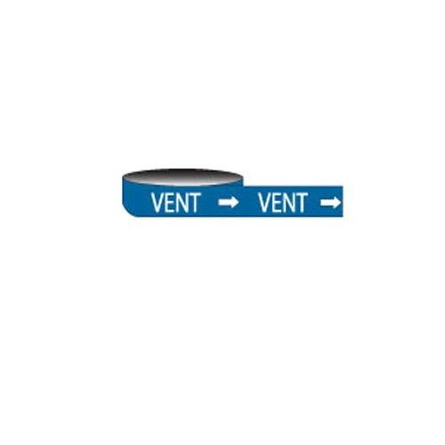 Brady 109848 Economy Pipe Markers-To-Go, B-946, 2" Height X 12" Width, White On Blue Pressure Sensitive Vinyl, Legend "Vent"