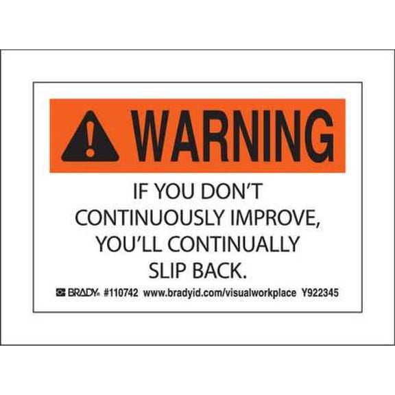 brady 110742 lean label, 3-1/2inhx5inw, hp poly., pk10