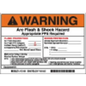 brady 121093 preprinted arc flash & shock labels, hazard category