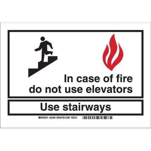 brady 122707 fire exit sign, 10 x 14in, red/blk and wht