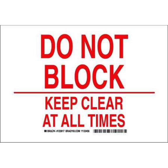 BRADY 123817 Facility Sign,Poly,7 x 10 in,Red/Wht