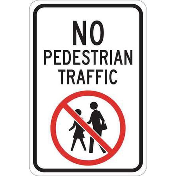 BRADY 124403 Traffic Sign, 18 x 12In, Black/Red on Wht