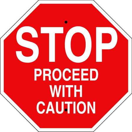 brady 124558 traffic control sign, legend stop proceed with caution, 18 height, 18 width, white on red