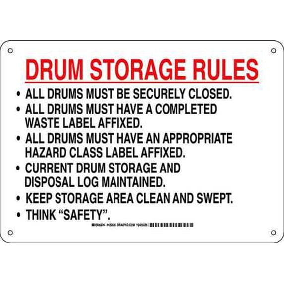 BRADY 125635 Chemical Sign, Plastic, 10 x14, Blk/Red/Wht