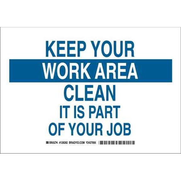BRADY 128282 Facility Sign, Poly, 7 x 10 in, Blue/Wht