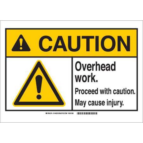 brady 144024 caution sign,14in.w,alumn,overhead wrk g1955759