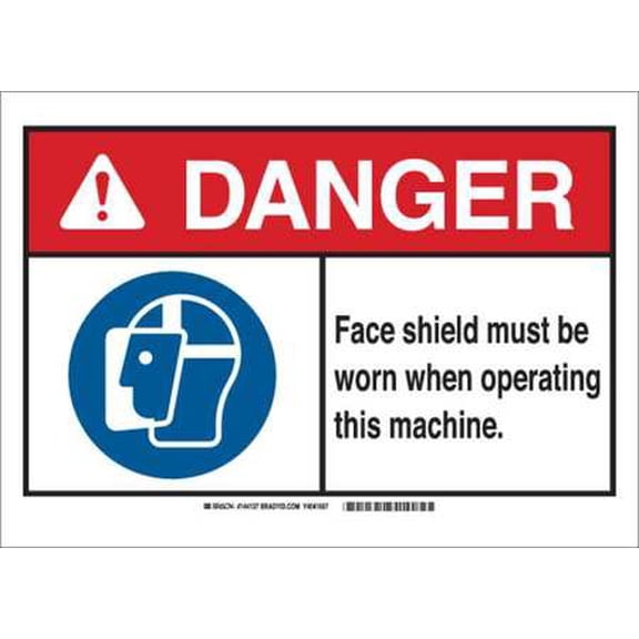 brady 144133 danger sign,face shield,b-555,10in.h g1955591