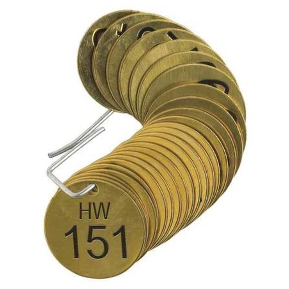 brady 23418 number tag,brass,series hw 151-175,pk25 g9388321