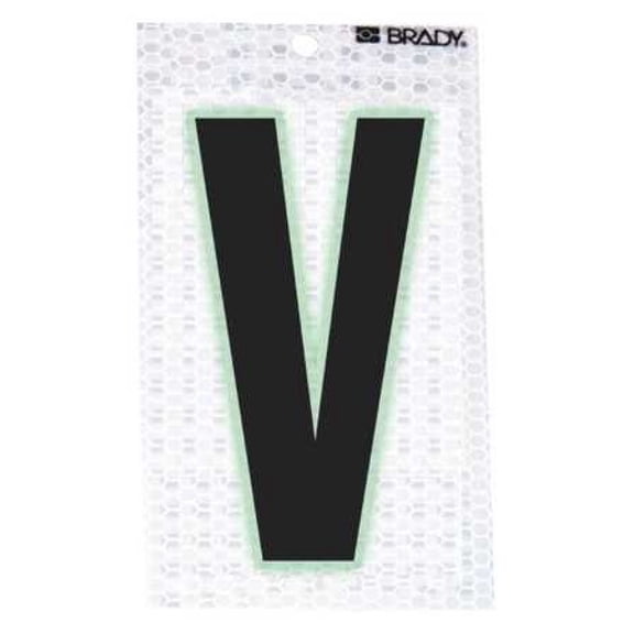 BRADY 3020-V Refl. Letter Label, V, Glow in Dark,PK10