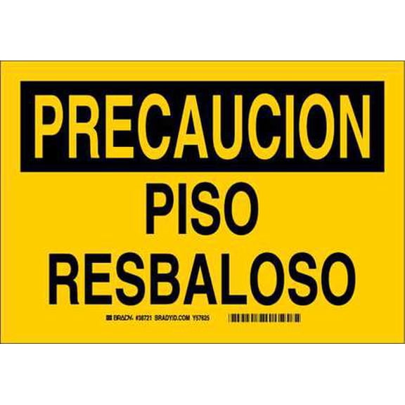 BRADY 38721 Caution Sign, 7x10, Spanish