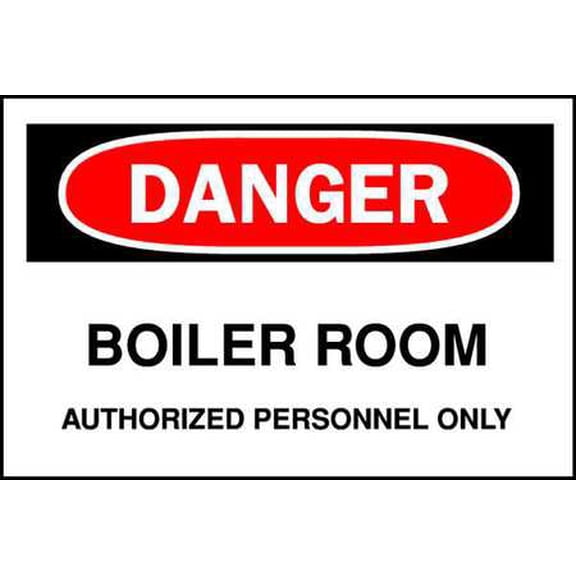 BRADY 40642 Danger Sign,Boiler Room,10x14