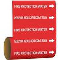 Brady Pipe Marker,Fire Protection Water,Red, 41462 41462
