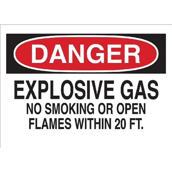 Brady 43008 Aluminum Chemical Hazardous Materials Sign 10 X 14 Legend Explosive Gas No Smoking Or Open Flames Within 20 Ft