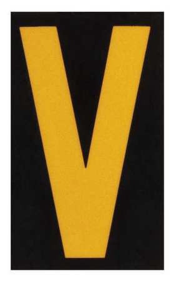 brady 5905-v reflective numbers and letters, v, pk 25