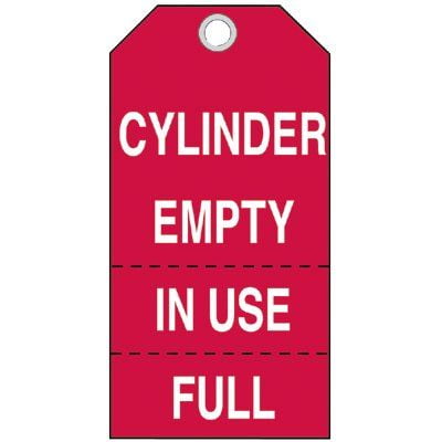 BRADY 5ENZ1 Cyl Stat Tag,5-3/4 x 3 In,Wht/R,PK100