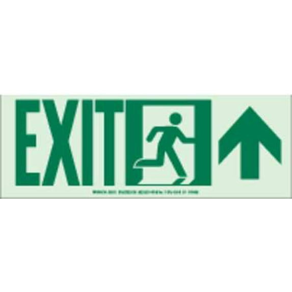 BRADY 81810 Exit Sign, 5 x 14In, GRN/WHT, Exit, ENG, SURF