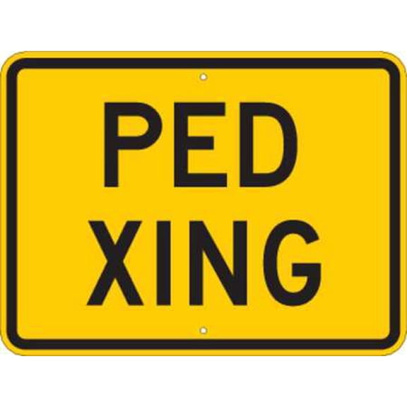 brady 94237 traffic sign, 18 x 24in, bk/yel, ped xing