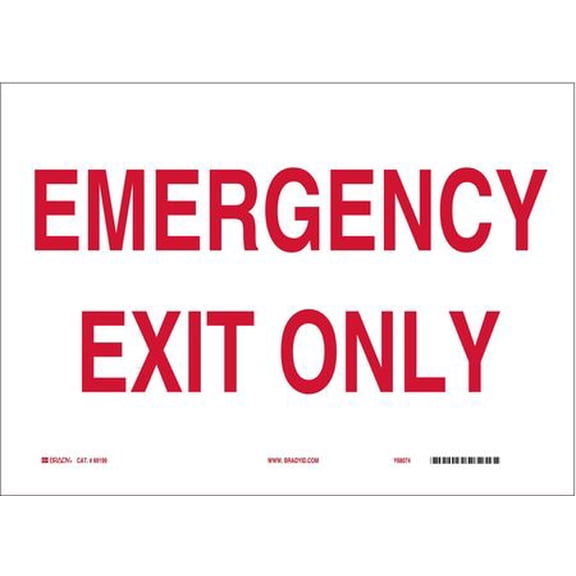 brady fire exit sign,10" x 14",plastic 22482