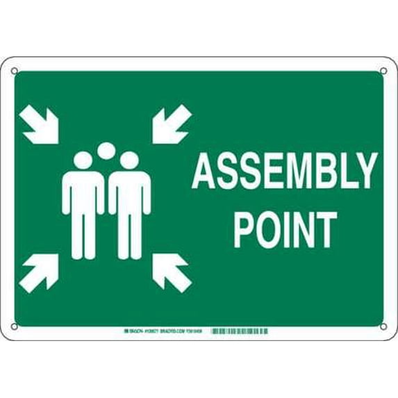 BRADY Fire Safety Sign,Plastic,20inW,Wht/Grn 139581