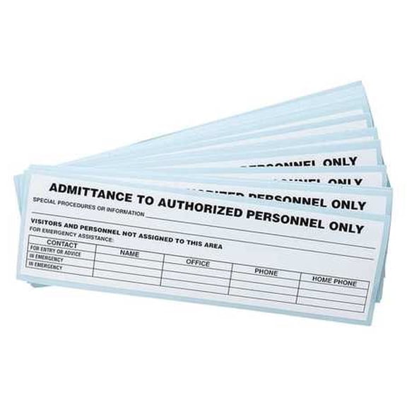 brady lh632e admittance sign,2-5/8x9-1/4in,surf,pk25