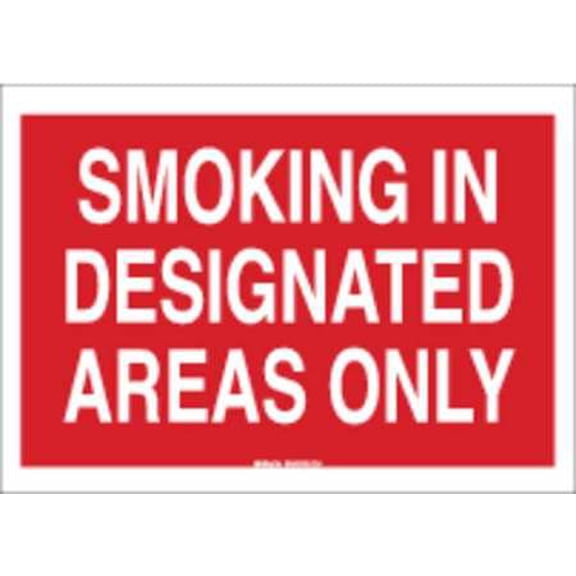 brady smoking in designated areas sign, 7x10 25144