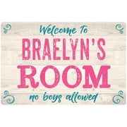 BRAELYN'S Room Kids Bedroom Sign 8x12 Metal Sign 208120089470