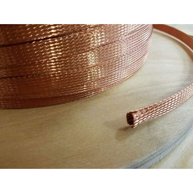 BRAIDED GROUND STRAP GROUNDING Bare Copper Flat Braid 50 FEET