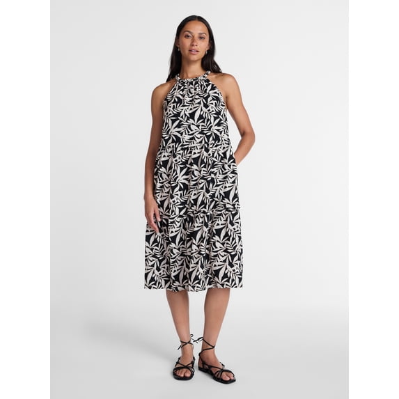 Time and Tru Women's Braided Halter Midi Dress, Sizes XS-XXXL