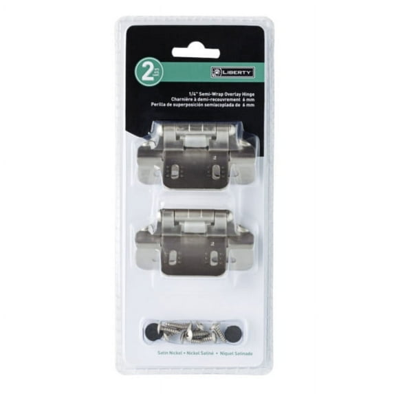 BRAINERD MFG CO/LIBERTY HDW 1/4-In. Satin Nickel Semi-Wrap Overlay Hinges, 2-Pk. H01911L-SN-U